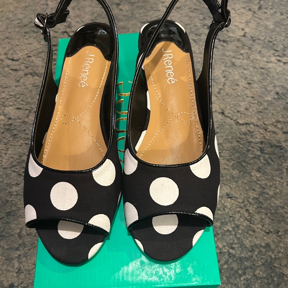 J.Renee Black and White Polka Dot Heels